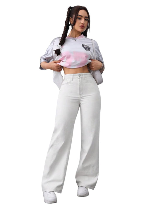 Tagas Womens Jeans || Womens Pant ||Cargo ||Girls high Rise Pant||(WDJ-8) White