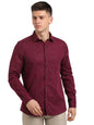 Turtle Men Cotton Linen Slim Fit Formal Shirt Maroon