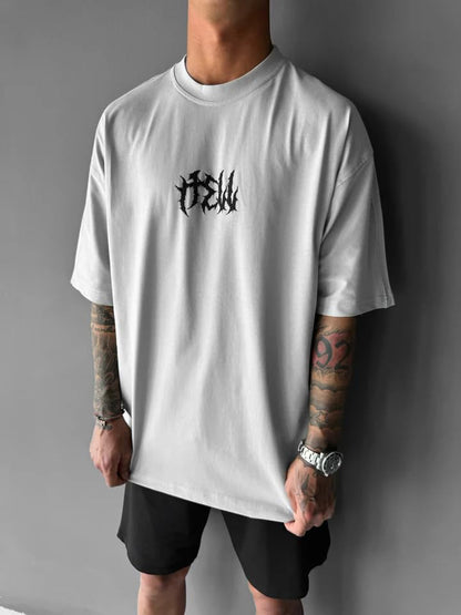 Thalasi Cotton Aesthetic Oversized Tshirt For Men - White T Shirt For Mens Stylish | Half Sleeve Oversize Fit Round Neck Tshirts