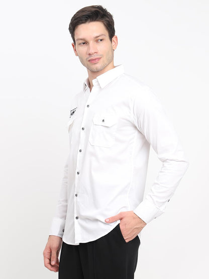 Shasmi Mens Double Pocket Cotton Shirt | Formal | Office Wear | Plain | Full Sleeve - Slim Fit Shirt for Men | Shirt for Men |