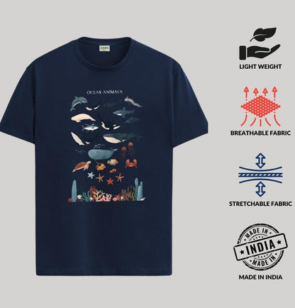 ADRO T Shirts for Boys & Girls || Ocean Sharks Printed T-Shirt || Ages 3-14 || 100% Cotton Round Neck Tshirt for Boys & Girls||K