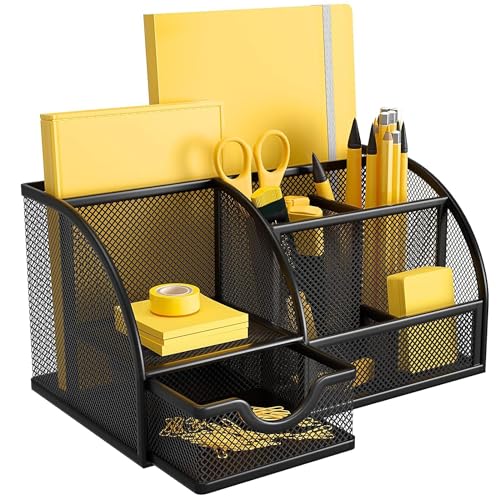 YAJNAS Bileder Metal Stationery Items Organizer for Office and Home Table Top Pen Pencil Holder | Desk Organiser Or Study, Makeu