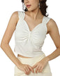 SMOWKLY Womens Premium Valentino Made Stylish Bow Pleated Crop Top | Sweetheart Neck & Strappy Singlets | Going Out Summer Tank