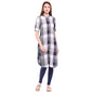 Aurelia Womens Mandarin Collar Check Shirt Kurta