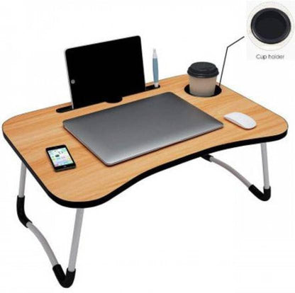 Yajnas Wooden Multipurpose Foldable Laptop Table With Cup & Tab Holder| Table Holder Study Table, Breakfast Table, Foldable & Po