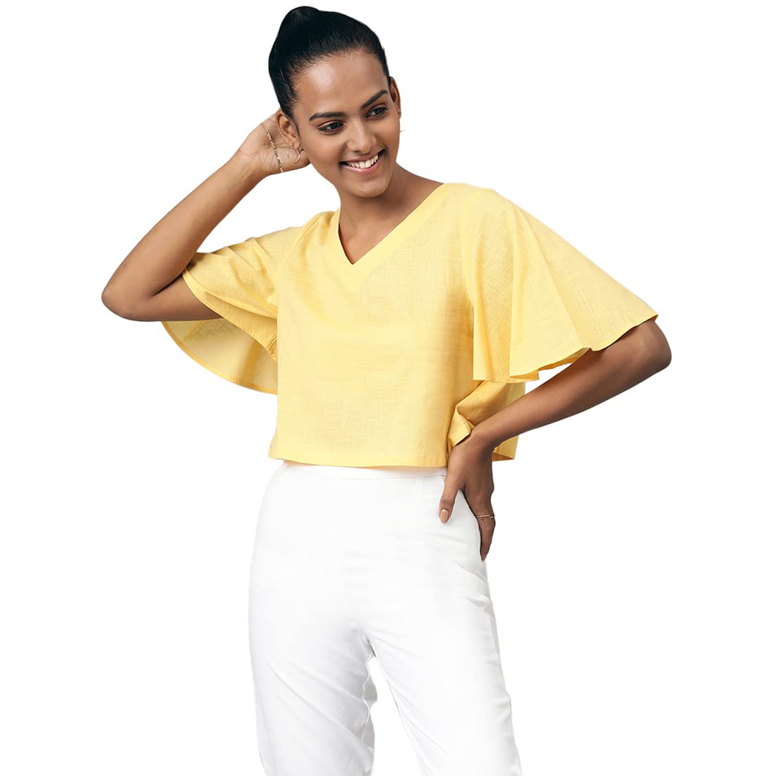 Fabindia WomenS Solids Regular Top_Mango Xs