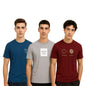 Nobero MenS Graphic Print Regular Fit T-Shirt (1M-Twts-C0760-Pack_Grey Melange/Wine Red/Marine