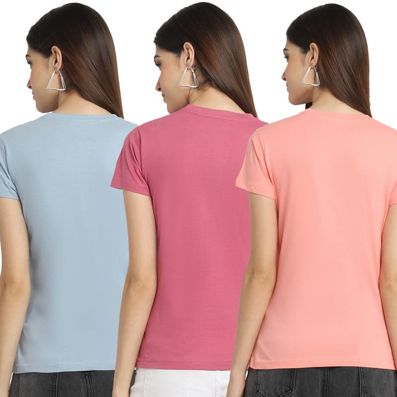 Preneum Womens Cotton Regular Fit Latest Graphic Stylish Printed Short Sleeves Casual T-Shirt || Latest Trendy & Style (Pack 3)