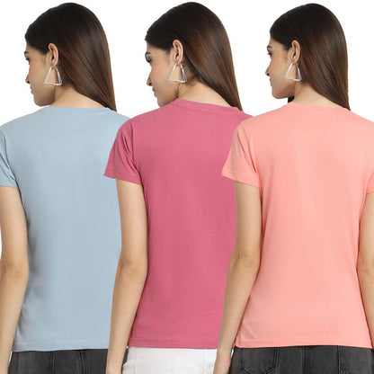 Preneum Womens Cotton Regular Fit Latest Graphic Stylish Printed Short Sleeves Casual T-Shirt || Latest Trendy & Style (Pack 3)