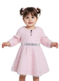 Aarika Girls Pink Colour Solid Winter Woolen Dress With Belt-(3-9 Years)-(Oct_Dr-10365-Pink-26)