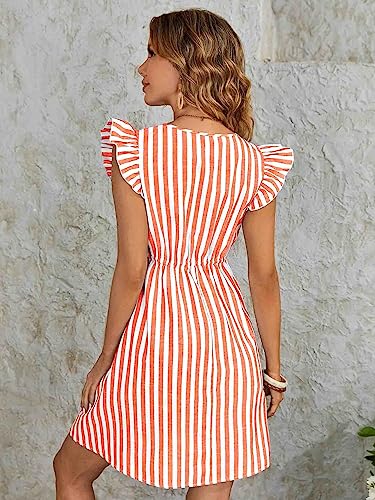 Greciilooks Western Dress For Women| Striped Pattern Dress| Button Ruffle Sleeve Western Dress| Dress For Girls| Summer Wear Dre
