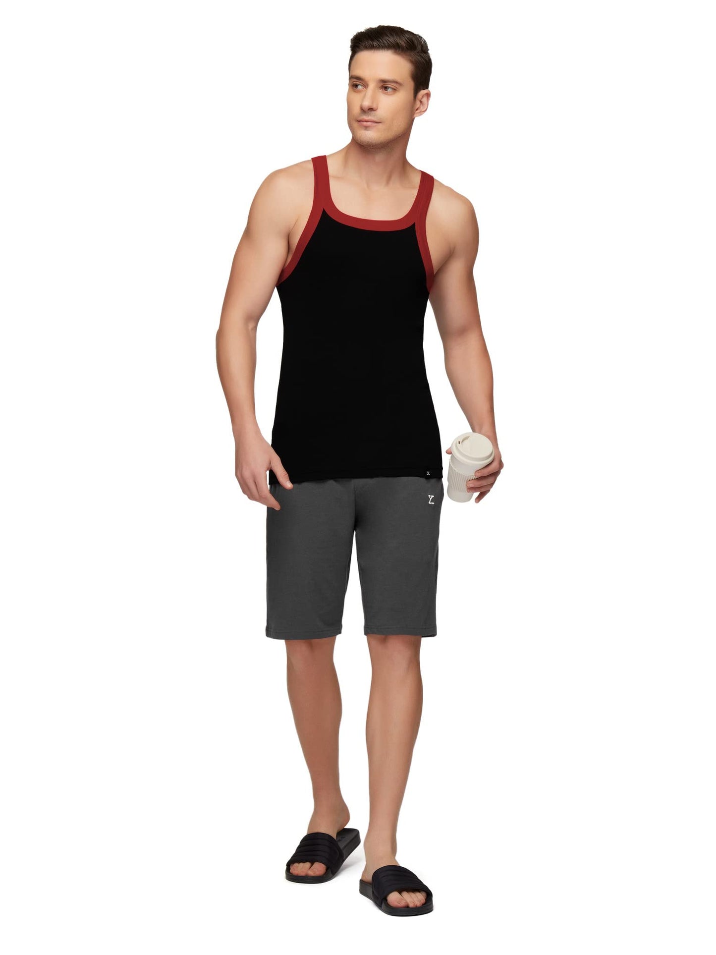 XYXX Mens Super Combed Cotton Square Neck Knitted Vest - High Moisture Absorbing Innerwear for Men with Anti-Bacterial Silver F