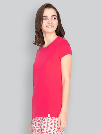 Lyra Women Solid Round Neck Tshirt