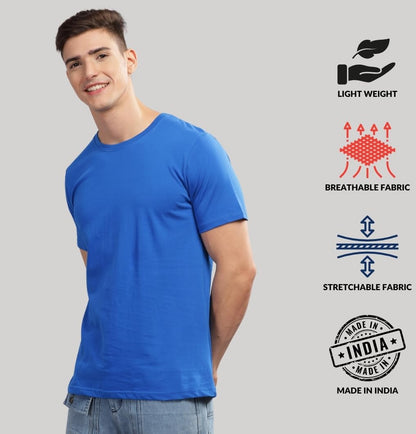 ADRO Mens Solid Regular Fit T-Shirt (RCM3-PLN-RB-OL-BE_Royal Blue,Olive,Beige