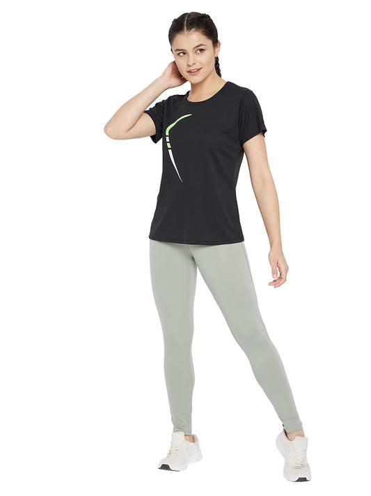 Clovia Womens Comfort Fit Active Short Sleeve T-Shirt (AT0161P13_Black_XXL)