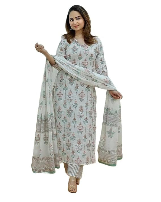 LookMark Women Kurta Set: Unleash Your Inner Diva: Embrace the Ethnic Charm with Our Exquisite Collection of Printed Kurtis, Pants, and Dupattas!