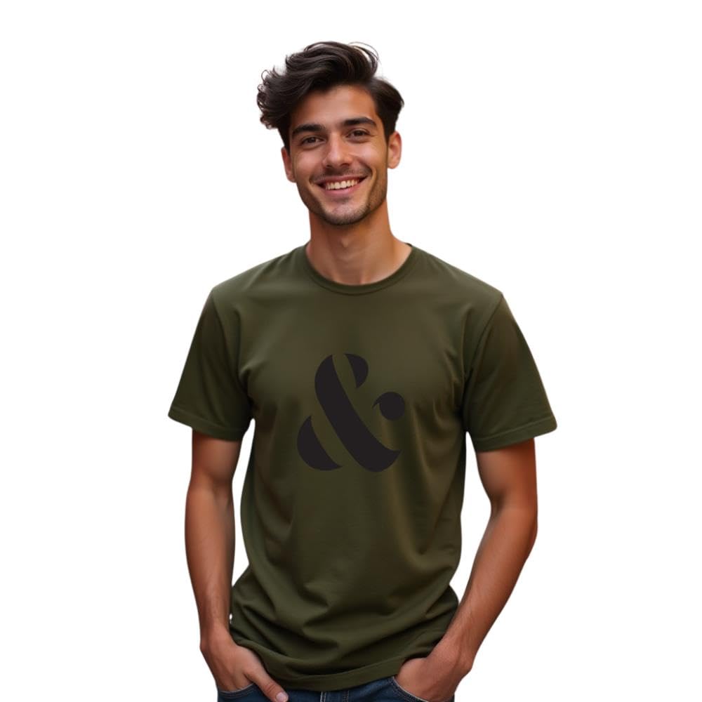 Nobero MenS Letter Print Regular Fit T-Shirt (1M-Twts-C0641_Olive Green