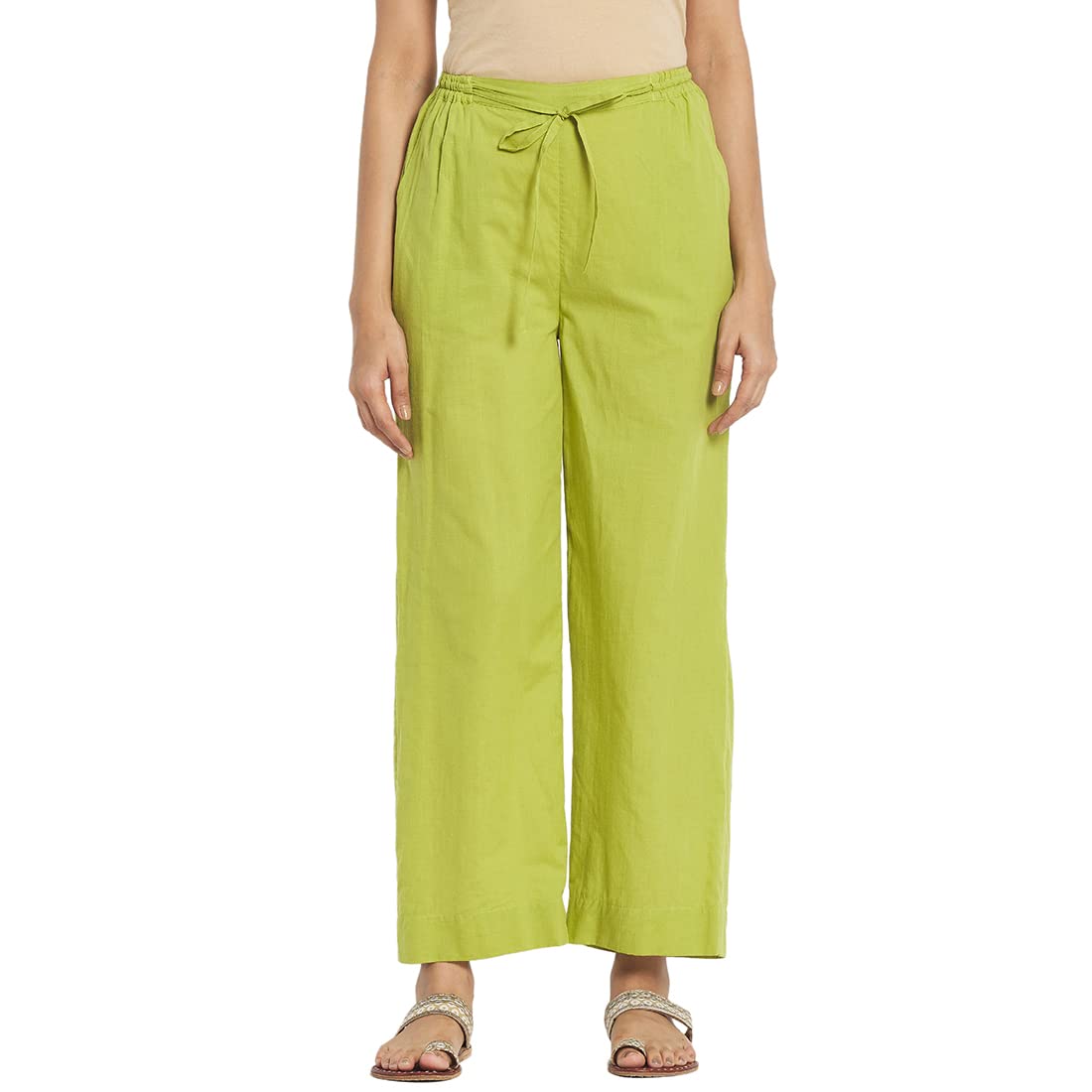 Fabindia Women High Rise Cotton Straight Casual Pant Purple_Xs