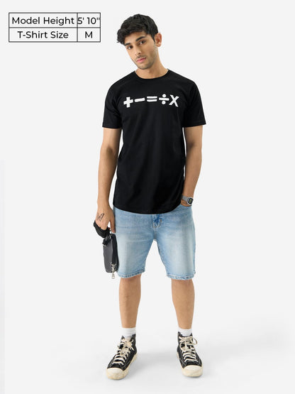 The Souled Store Official Ed Sheeran: Mathematics Tour Short Sleeve Round Neck Black Graphic Printed Regular Fit Cotton T-Shirts
