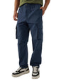 The Souled Store Navy Blue Men and Boys Buttoned Straight Fit Cargo Ripstop Joggers