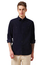 Dennis Lingo Men Blue Solid Cotton Relaxed Fit Full Sleeve Shirts
