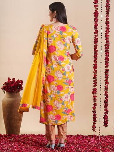 ANNI DESIGNER Women's Rayon Blend Casual Style Kurta With Pant & Dupatta