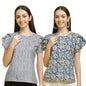 Pinkmint Combo Top's for Women Stylish Ruffle Trim Petal Sleeve Tops (Pack of 2)
