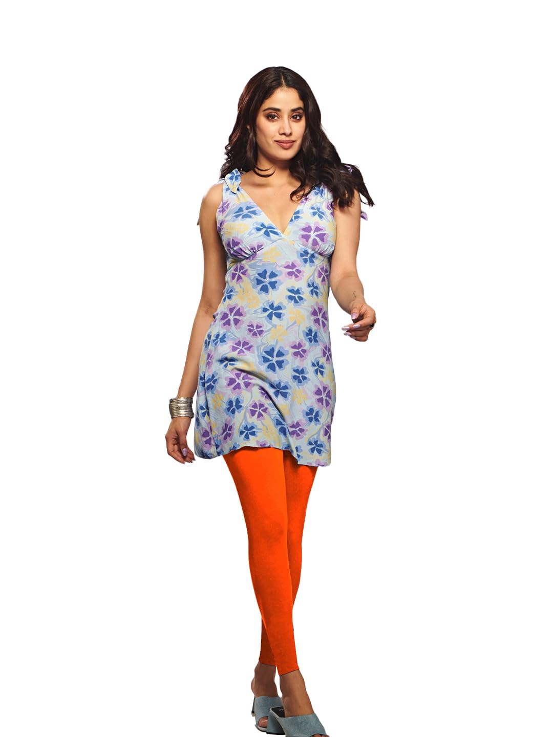 Premium Viscose Stretchable Ankle Length Leggings For Women Orange
