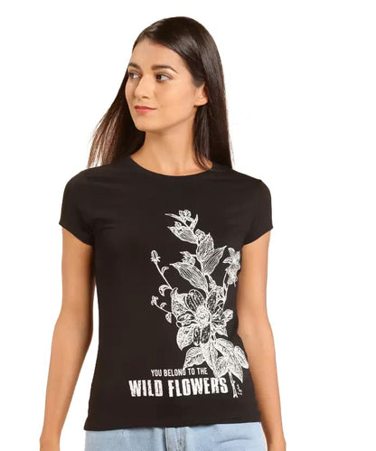Lyra Pure Cotton Round Neck Printed T-Shirt For Women