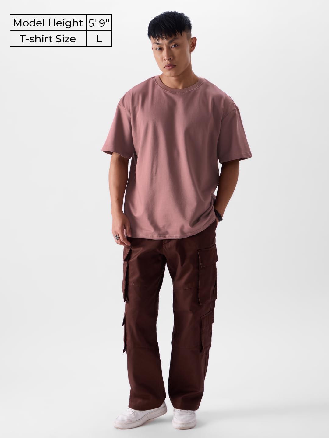 The Souled Store Solids: Dusty Rose Mens Oversized Fit Solid Half Sleeve Cotton Red Oversized T-Shirts Oversized T-Shirts Fashio
