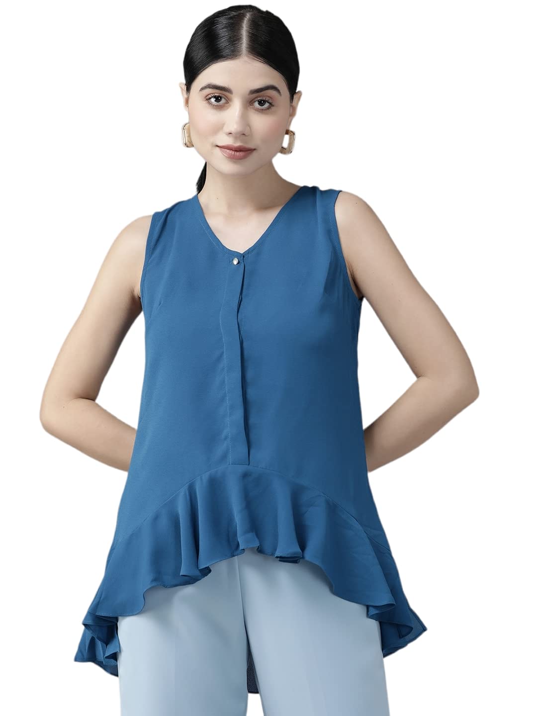 Aarika Women's Regular Fit Shirt (TP-W-M-12103_Blue S)