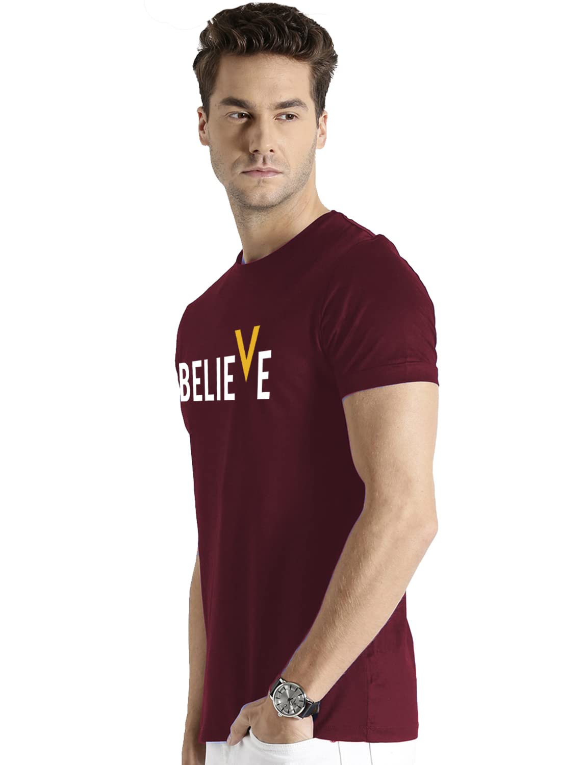 ADRO Men's Believe Design Printed T-Shirt (S)