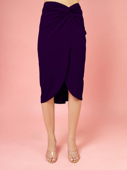 OOMPH! Ribbed Lycra Sarong Style Skirt, Purple - msk130