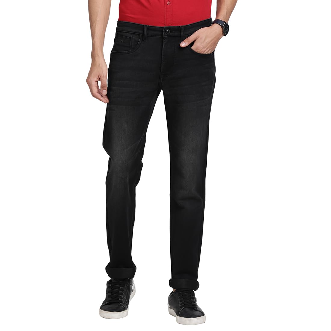 Turtle Men Cotton Stretch Narrow Fit Black Jeans