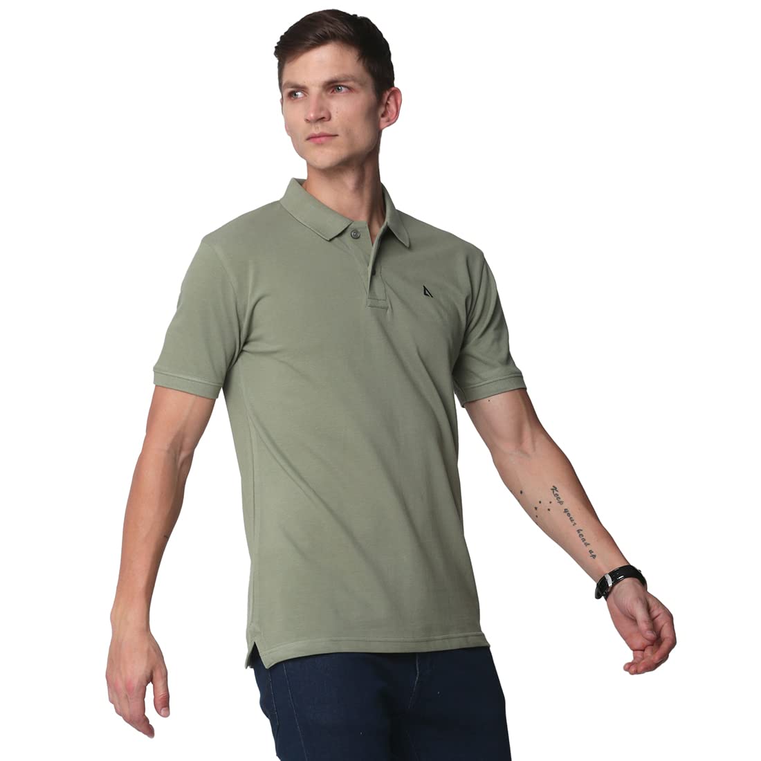 ADRO Men's Premium Cotton Polo T-Shirt (PN23-M-PLN-OL_Olive)