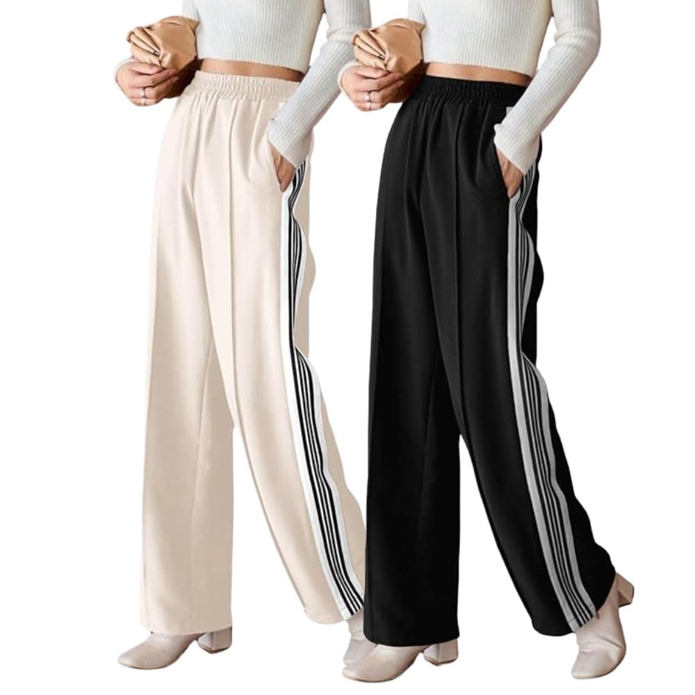 Greciilooks WomenS Relaxed Fit High Rise High-Waist Korean Style Trousers | Elegant Pants | Stylish Formal & Casual Wear (Avail