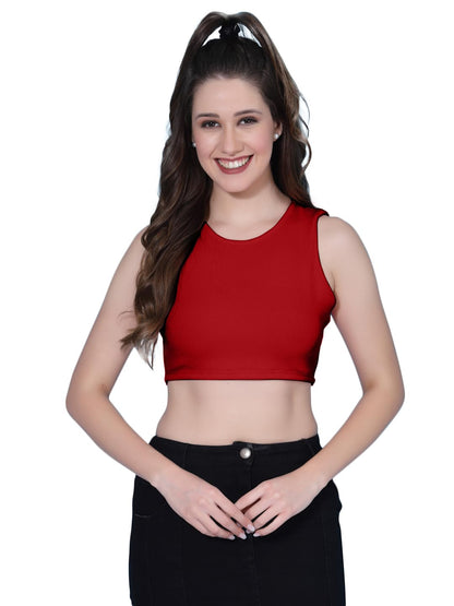 OOMPH! Crop Tops for Women, Red - mt714
