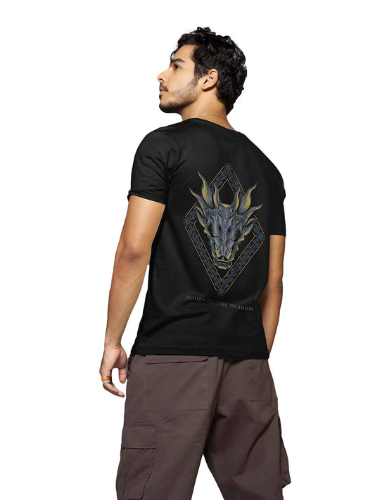 Bewakoof Official House of The Dragon Merchandise Mens Graphic Printed Regular Fit T-Shirt_539998_Black_XL