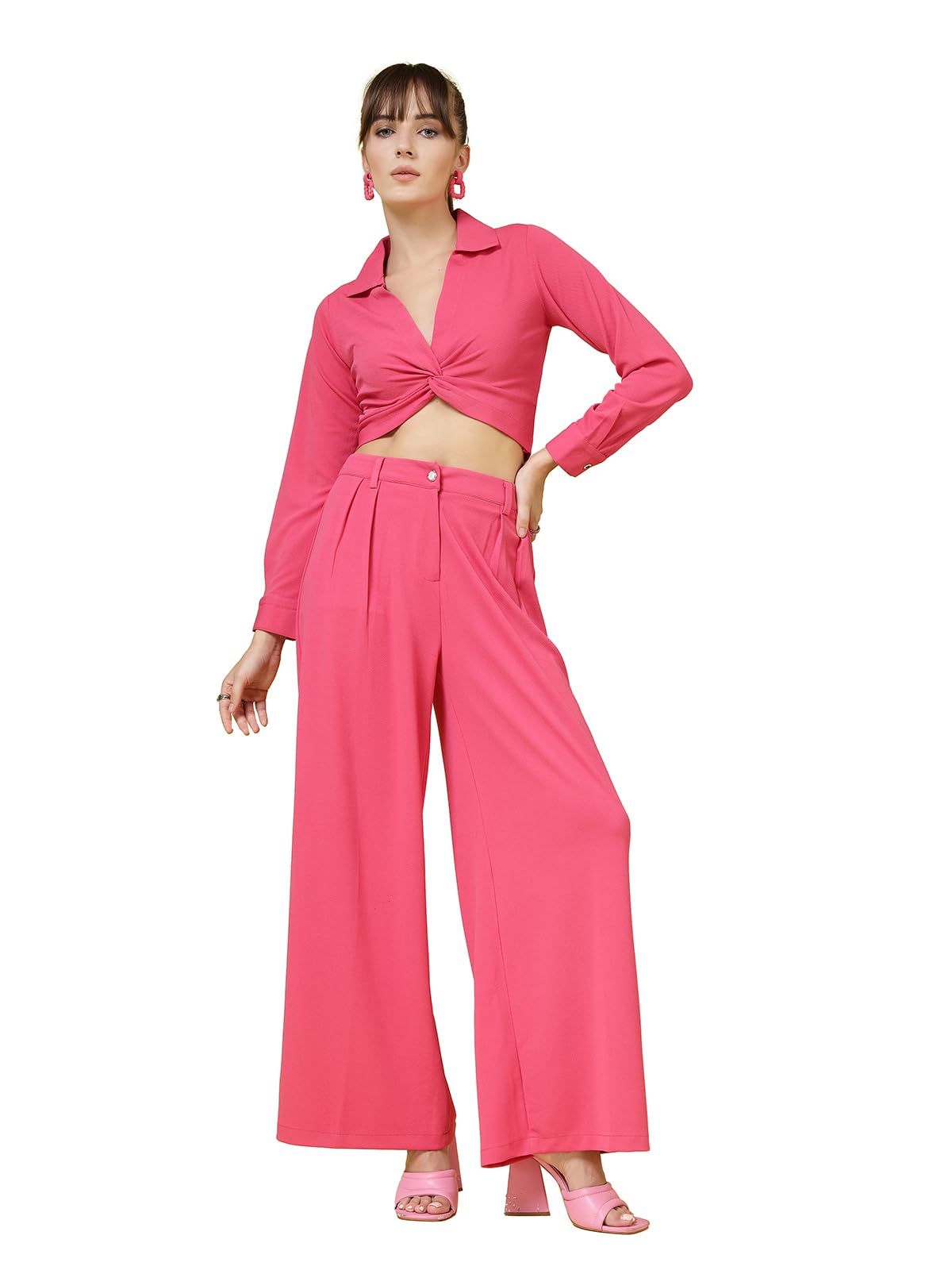 Oomph! WomenS Stretchable Lycra Top And Trouser Pant Set |Two Piece Co-Ord Set | Wester Wear Regular Fit | Stylish Multipurpose