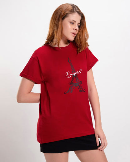 Bewakoof Womens Graphic Printed 100% Cotton T-Shirt - Boyfriend Fit, Round Neck, Half Sleeves