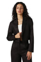 Hubberholme Women Solid Crop Blazer Black