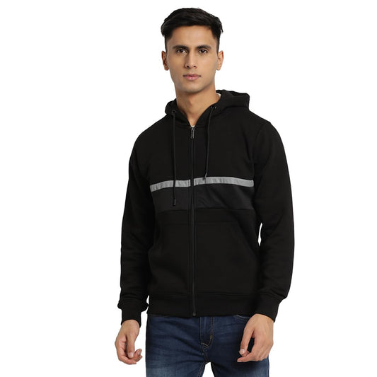 Turtle Men Poly Cotton Black Zipper Hooded Sweatshirt