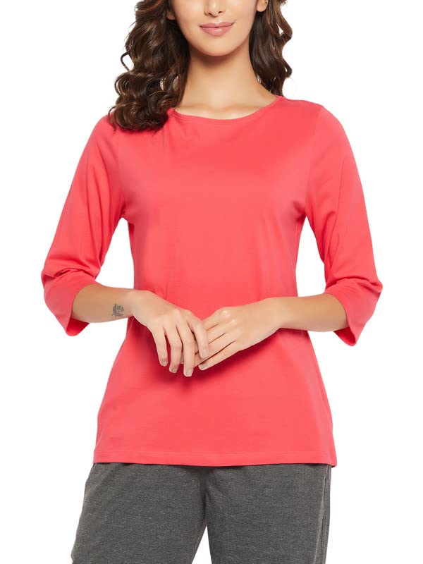 Clovia Womens Cotton Chic Basic Top in Pink (LT0169P14_Pink_S)