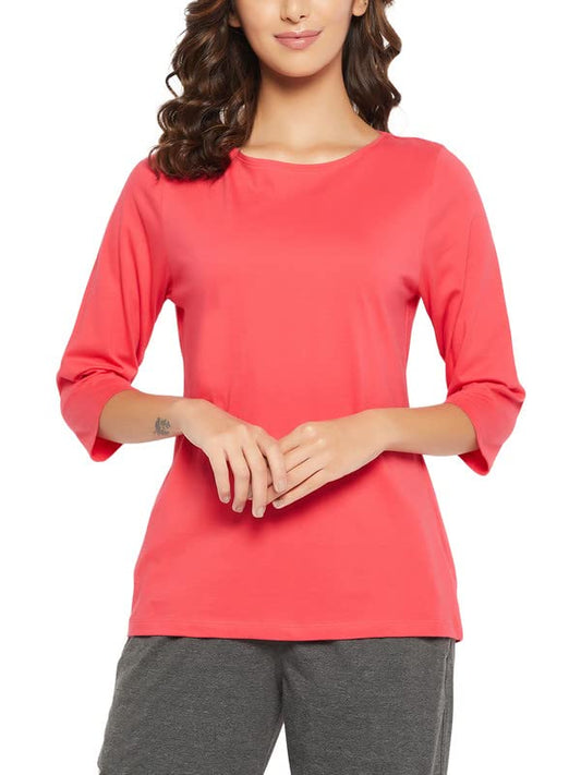 Clovia Womens Cotton Chic Basic Top in Pink (LT0169P14_Pink_S)