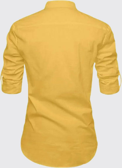 Deemoon MenS Full Sleeve Short Kurta Shirt With A Trendy Mandarin Collar Crafted From A Premium Cotton Blend For Comfort Ideal