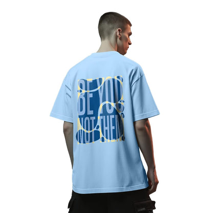 Nobero MenS Typography Oversized Fit T-Shirt (1M-Twrt-C1005-Bs_Be You-Powder Blue