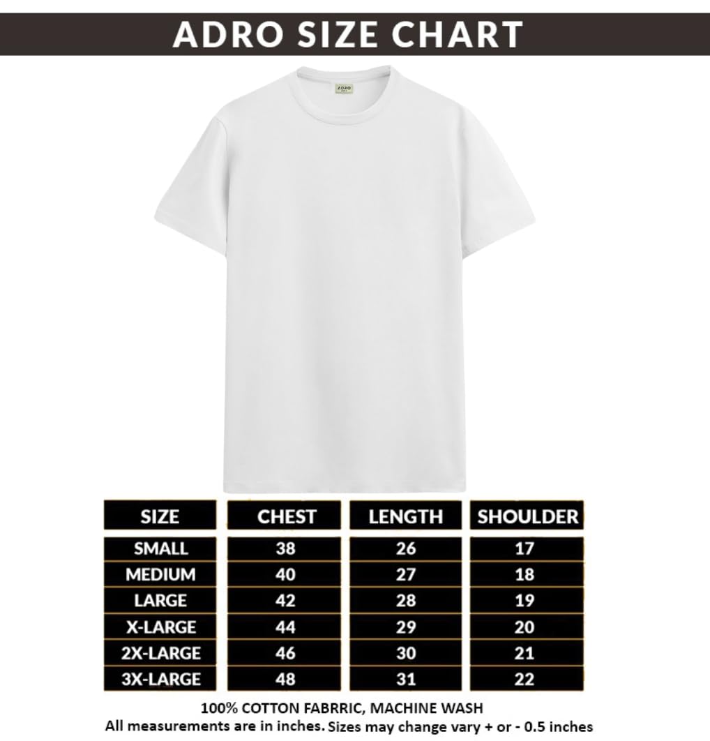 ADRO Mens Printed T Shirt - Premium Cotton Graphic Printed Tshirt - White T-Shirt - RN24-RUTH-WH