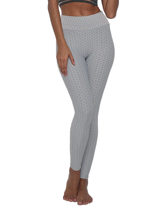 Shasmi Womens Light Grey High Waist Yoga Pants Butt Lifting Leggings Workout Seamless Leggings Textured Booty Tights Trousers Y