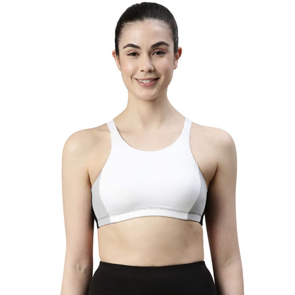 Enamor Womens Plush Lined Medium Impact Eco-Friendly Antimicrobial Cotton Non Padded Wire Free Full Coverage Slip On Sports Bra