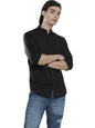 The Indian Garage Co Black Regular Fit Mandarin Collar Solid Long Sleeves Shirt